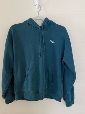 FILA Men's Teal Crewneck Hoodie with Small Logo